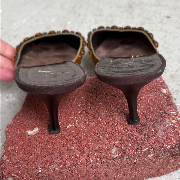 Vintage Giuseppe Zanotti silk and rhinestone mules - Picture 7 of 9